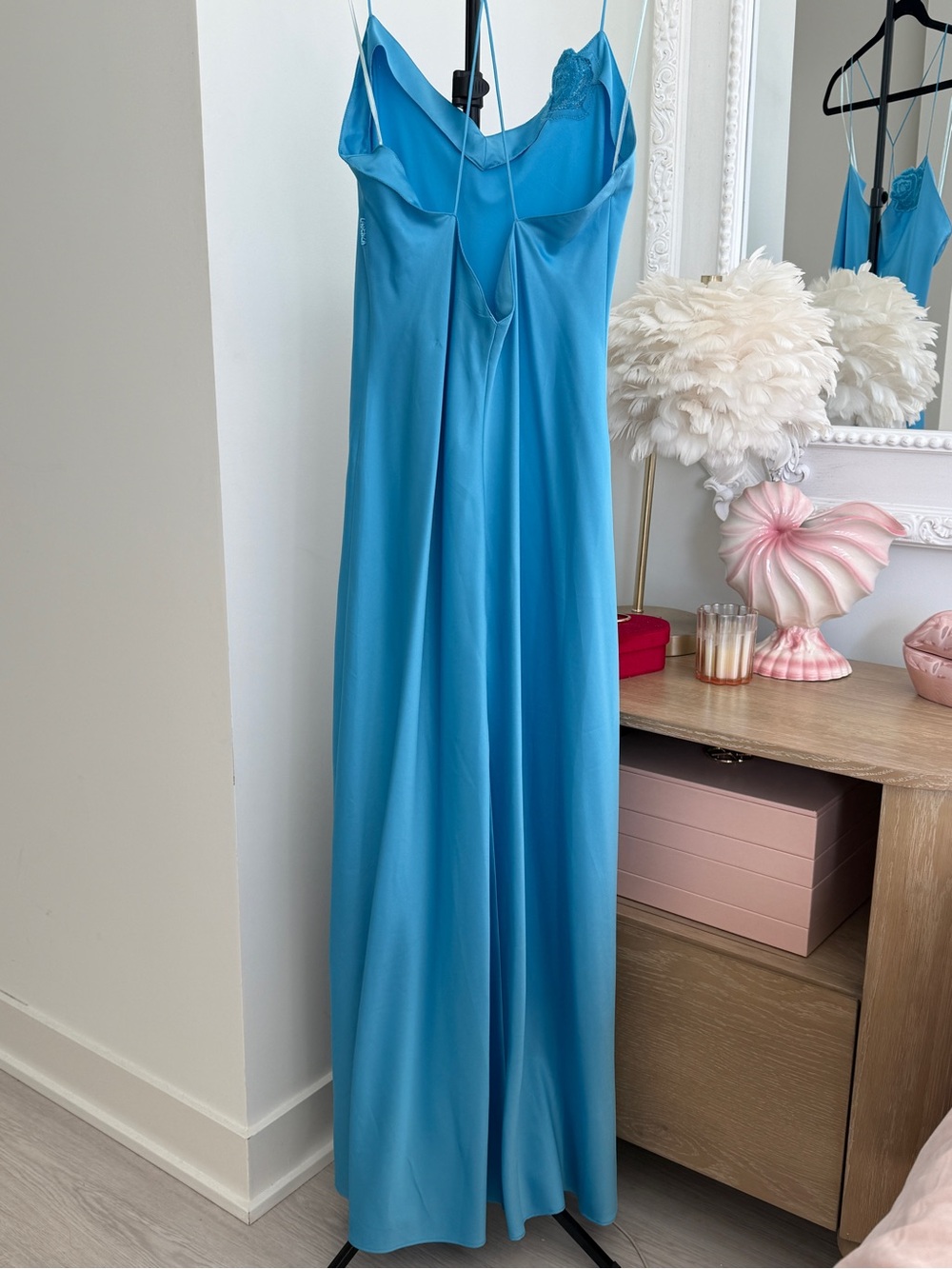Vintage Y2k La Senza Blue Slip Nightgown with Floral Appliqué - Picture 5 of 13